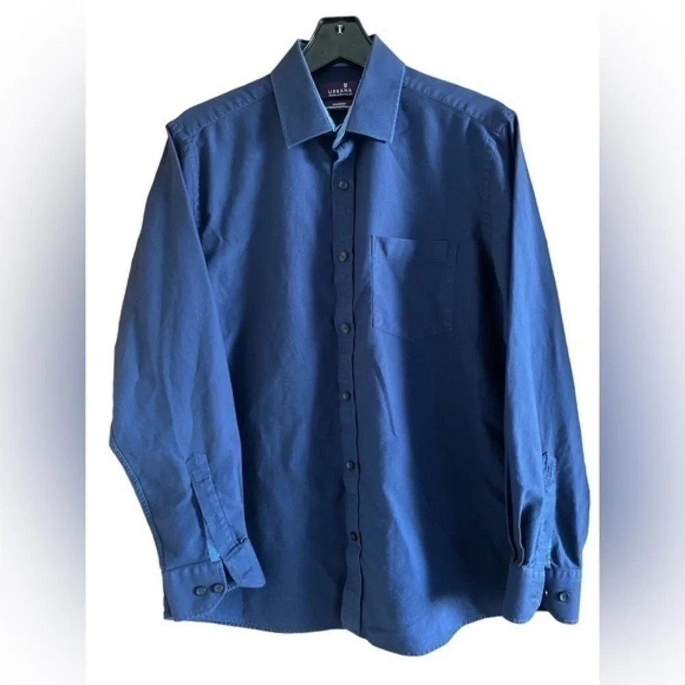 Urbana Celestial Men’s Dress Shirt Egyptian Cotton‎ Navy Large Office Interview